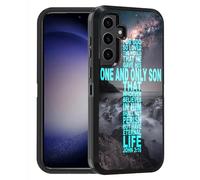 FQTBCEARI for Samsung Galaxy S25 FE Case, Military Grade Heavy Duty 3-Layer Shockproof Full-Body Protective Cover for Samsung Galaxy S25 FE 5G 6.7", Christian Cross Bible Verse Quote John 3:16