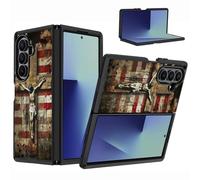 FQTBCEARI for Samsung Galaxy Z Fold 7 Case, Heavy Duty Dual Layer Shockproof Drop Folding Full-Body Protective Cover for Samsung Galaxy Z Fold 7 5G 2025, American Flag Cross Jesus