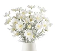 Fqueelvys 6PCS Cosmos Silk Flowers 24''Fake Wild Flowers Artificial Flowers Arrangement for Wedding Party Kitchens Home Decoration(White)
