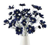 Fqueelvys 6PCS Navy Blue Silk Cosmos Flowers 24'' Wild Flowers Artificial Fake Flowers Arrangement for Wedding Party Kitchens Home Decoration(Navy Blue)
