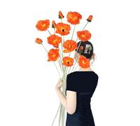 Fqueelvys Artificial Poppies,6PCS Faux Orange Poppy Flowers 35.43in Long Stem Poppies Silk Flowers for Tall Vase Wedding Party Home Decor(Orange)
