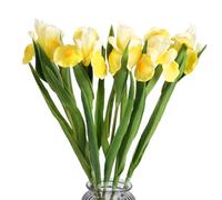 Fqueelvys Iris Artificial Flowers, 6 PCS, 23.22in, Yellow, for Wedding, Home Decor