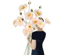 Fqueelvys Poppy Silk Flowers,6PCS Fake Poppy Flowers 41.3in Long Stem Poppies Flowers for Tall Vase Wedding Party Home Decor(Champagne)