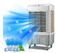 FQWYNMZ Commercial Evaporative Air Cooler Fan, 3 in 1 Evaporative Air Cooler with 3 Speed, 60L Large Water Tank, Swamp Cooler with Universal Wheel, Energy Saved Cooling Fan for Indoor, Outdoor(Size:10