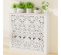 FQWYNMZ Radiator Covers with Floral Design, PVC Decorative Heating Cabinet, Heating Side Stand Cabinet to Hide Cluttered Pipes, Cut-out Design, Easy Snap Assembly(60x70x20cm/24x27x8in)