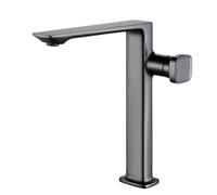 FQYEP Basin Mixer Tap Single Handle Bathroom Sink Taps Hot and Cold Water for Cloakroom&Washroom,Grey,High