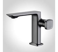 FQYEP Basin Mixer Tap Single Handle Bathroom Sink Taps Hot and Cold Water for Cloakroom&Washroom,Grey,Low