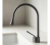 FQYEP Bathroom Basin Taps Tall 31CM Brass Gun Ash | 360° Swivel Modern Hot and Cold Water Basin Mixer Tap Single Hole Installation Suitable for Kitchen and Bathroom
