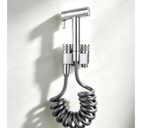 FQYEP Bidet Sprayer Kit Wall Mounted Bidet Sprayer Chrome Plated Brass Cold Water Only G1/2 Double Outlet Angle Valve for Toilet Cleaning