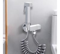 FQYEP Brass Handheld Toilet Sprayer Set Wall Mounted Toilet Spray Gun Cold Water Only for Bathroom Cleaning,Chrome Plated