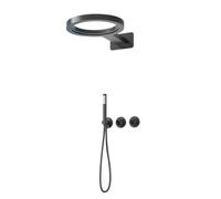FQYEP Concealed Shower System Bathroom Luxury Rain Mixer Shower Combo Set Brass 3 Functions,Grey