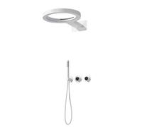 FQYEP Concealed Shower System Bathroom Luxury Rain Mixer Shower Combo Set Brass 3 Functions,White