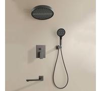 FQYEP Concealed Shower System Bathroom Luxury Rain Mixer Shower Combo Set Brass,Grey,Three Functions