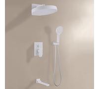 FQYEP Concealed Shower System Bathroom Luxury Rain Mixer Shower Combo Set Brass,White,Three Functions