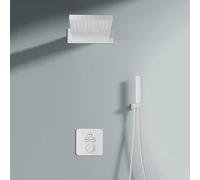 FQYEP Concealed Shower System Bathroom Luxury Rain Mixer Shower Combo Set Stainless Steel & Brass,White