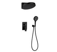 FQYEP Concealed Shower System Bathroom Luxury Rain Mixer Shower Combo Set Three Functions,Black