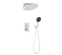 FQYEP Concealed Shower System Bathroom Luxury Rain Mixer Shower Combo Set Three Functions,White