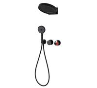 FQYEP Concealed Shower System Bathroom Luxury Rain Shower Mixer Combo Set Brass Dual Function,Black,Red Handle