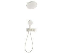 FQYEP Concealed Shower System Bathroom Luxury Rain Shower Mixer Combo Set Dual Function Milk White