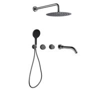 FQYEP Concealed Shower System Bathroom Luxury Rain Shower Mixer Combo Set with 25 Cm Showers Head 3 Functions,Grey