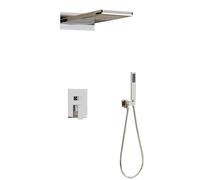 FQYEP Concealed Shower System Bathroom Luxury Rain Shower Mixer Combo Set with Showers Head,Chrome Plated,B
