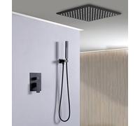 FQYEP Concealed Shower System Wall Mounted Bathroom Luxury Rain Mixer Shower Combo Set Black,10 Inch Dual Function B
