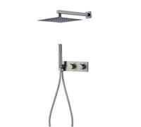 FQYEP Concealed Thermostatic Shower Mixer Set Gray Bathroom Luxury Rain Mixer Shower Combo Set,E Model 12 Inches