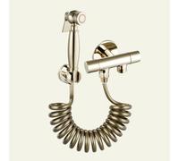 FQYEP Hand Held Bidet Spray Kit Brass,Zirconium Gold,Wall Mount Cold Water Only | Dual Outlets Connects Toilet and Spray Gun Suitable for Bathroom Cleaning Pet Washing