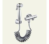 FQYEP Hand Held Bidet Spray Kit Chrome Plated Brass Wall Mount Cold Water Only | Dual Outlets Connects Toilet and Spray Gun Suitable for Bathroom Cleaning Pet Washing