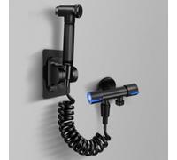 FQYEP Handheld Bidet Sprayer Kit Black Portable Toilet Spray Brass Wall-Mounted Single Hole Double Outlet Suitable for Bathroom Cleaning Pet Cleaning