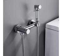 FQYEP Handheld Toilet Bidet Sprayer Toilet Jet Wash Spray with Hot and Cold Water Kit Wall Mounted,Chrome Plated