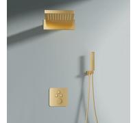 FQYEP Shower Set Concealed Shower System Bathroom Luxury Rain Showers Mixer Combo Set Dual Function,Brushed Gold