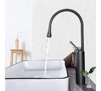 FQYEP Tall Basin Mixer Tap Deck Mounted Bathroom Sink Taps Gun Ash | Spout Height 290MM 360° Swivel Hot and Cold Taps Single Handle Brass Anti-Corrosion and Rust-Resistant