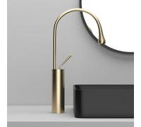 FQYEP Tall Bathroom Tap Counter Top Basin Mixer Tap 360° Rotation | Bathroom Hot Cold Water Tap Spout Height 300MM Brass Anti-Corrosion and Rust-Resistant Single Hole,Brushed Gold
