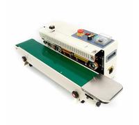 Fr-770 Automatic Sealing Machine Plastic Bag Sealer Continuous Band Horizontal Constant Heat 0-59Ft/Min Adjustable Speed With Embossing Wheel And Temperature Control For Food Pharma Packaging