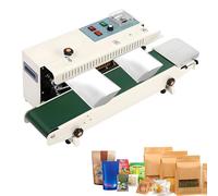 FR-900 Automatic Sealing Machine Horizontal Continuous Sealer Constant Heat Plastic Bag Sealing Machine Electric Packing Tool Sealing Speed 0-12 m/min Plastic Band Sealing 110V