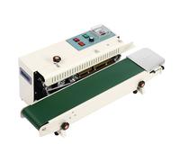FR-900 Sealing Machine Automatic Horizontal Continuous Plastic Bag Band Sealer Machine with Embossing Wheels and Typing Wheels for Household Commercial Factory Production Line 0-12m/min