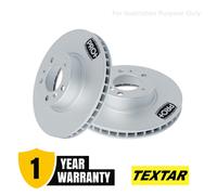 Fr Brake Discs Pair Pro+ Vented No Wheel Hub & Studs 92233905 Textar Land Rover