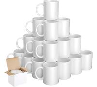 FR Enterprises 18 Pack Sublimation Mugs - Large 11 oz - Personalized, Coffee and Tea - White Mugs with Boxes - Bulk Buy