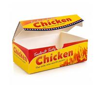 FR Enterprises Chicken & Chips Takeaway Boxes - Kraft Food Boxes with Ventilation - Leak Resistant Fast Food Packaging for Fried Chicken, Fries, Burgers & Takeaway Meals (FC3 Large, 300PCS)