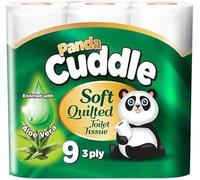 FR Enterprises Panda Cuddle Soft Quilted Toilet Rolls | Super Quality Tissues| 3 Ply Toilet Paper | Provide Ultimate Quilted Comfort | Compostable & Sustainable Tissue Roll (Aloe Vera, Pack of 9)