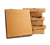 FR Enterprises - 7 inch Printed Cardboard Pizza Boxes - Lightweight Disposable Square Takeaway Pizza Box - Easy to Transport Brown Pizza Style Postal Boxes with Rear Vent Hole - 100 Pieces