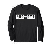 FRA AYT Flight Route Frankfurt to Antalya Air Codes Long Sleeve T-Shirt