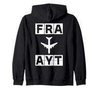FRA to AYT Airplane Route Frankfurt Antalya Zip Hoodie