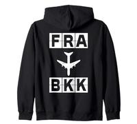 FRA to BKK Airplane Route Frankfurt Bangkok Zip Hoodie