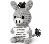 Frabaca Funny Small Donkey in Love Plush - Relationship Gift for Her Him Wife Husband Girlfriend Boyfriend - Crochet Decor for Couples, Anniversary, Wedding, Valentine’s, Christmas White Elephant