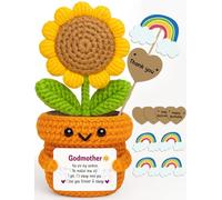 Frabaca Gift for Godmother Christmas Orange Decor Crochet Sunflower Plant,'You are My Sunshine' Handmade Affirmation Plush, Cute Desk Decor for Birthday, Mother’s Day,or Just Because