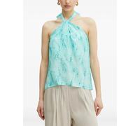 FRACOMINA halterneck leaf-print top - Blue M-L
