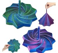 Fractal 3D Fidget Star Twin Pack - 3D Printed Fidget Toy with Expandable Hexagonal Design, Novelty Sensory Spinner for Anxiety Relief & Focus (Green & Purple)