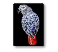 Fractal Artworks African Grey Parrot Metal Wall Plaque, Perfect Parrot Gift